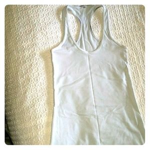 Long white yoga tank top